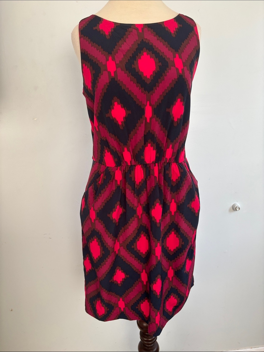 GAP Sleeveless Mini Dress in Hot Pink and Black Geometric Print